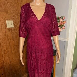 Olivia Matthews Burgundy Lace Dress XL